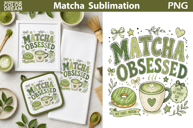 Matcha Quote Sublimation | Green Tea Lover Clipart