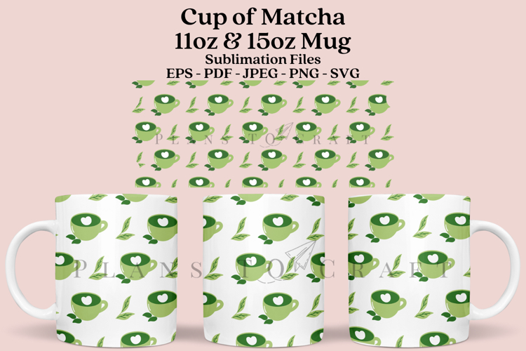 Hot Matcha 11&15oz Coffee Glass Mug Wrap SVG