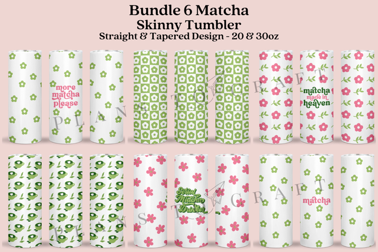 Bundle 6 Matcha Skinny Tumbler Sublimation Wrap SVG