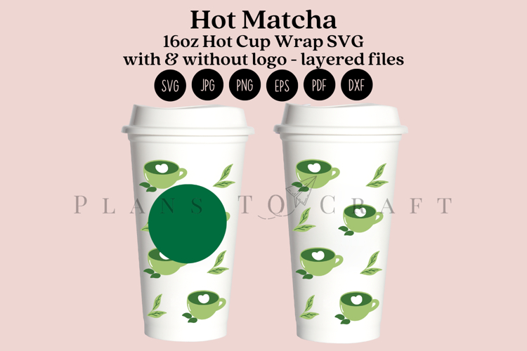 Cup of Matcha 16oz Hot Cup Tumbler Wrap SVG