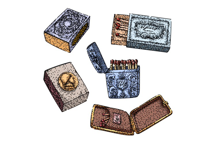 matchbox set sketch hand drawn