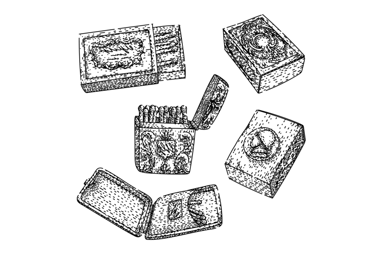 matchbox set sketch hand drawn