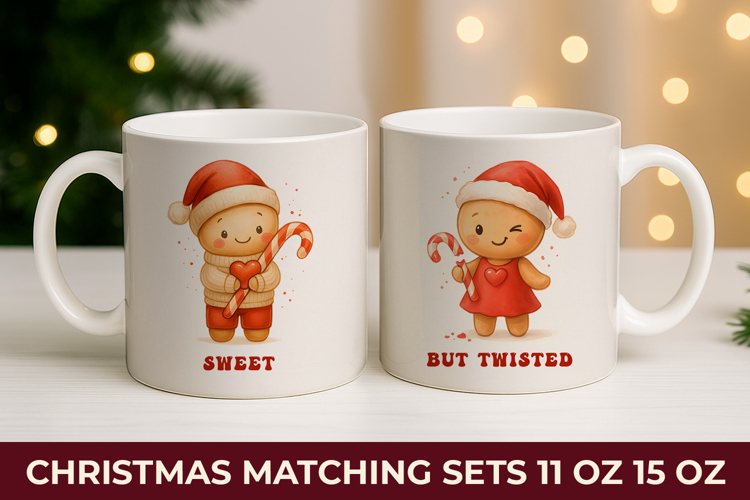 matching christmas mugs, sweet and twisted mugs, gingerbread