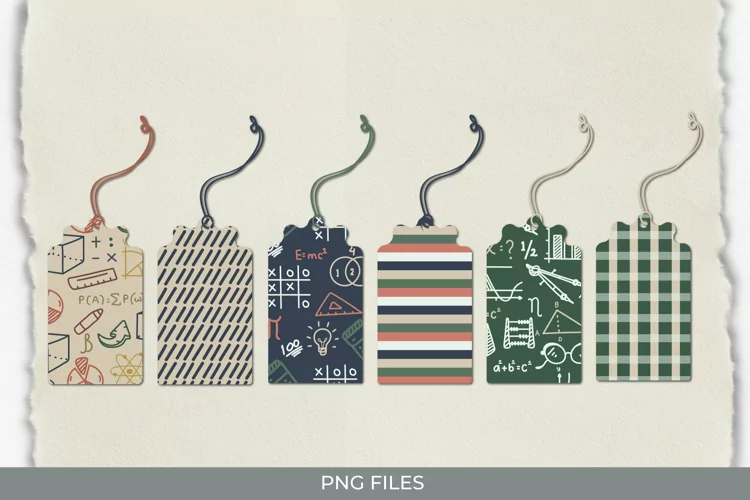 Math Seamless Pattern Shaped Tags