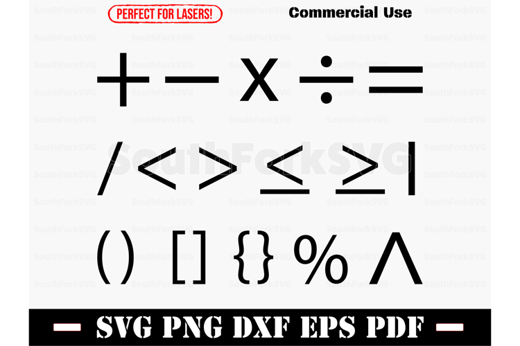 Math Symbol Silhouettes Bundle SVG PNG DXF EPS PDF