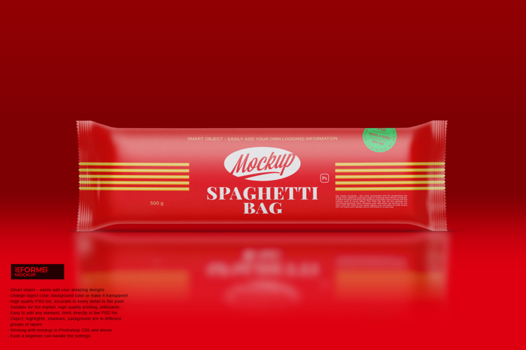 Matte Spaghetti Pasta Bag Mockup