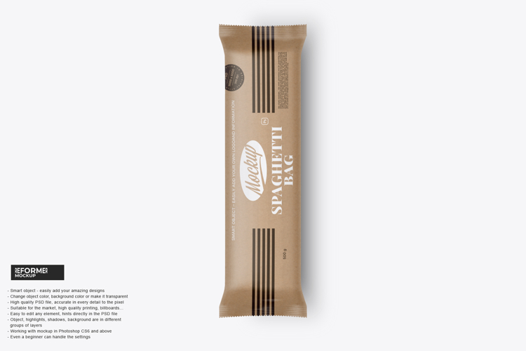 Kraft Spaghetti Pasta Bag Mockup