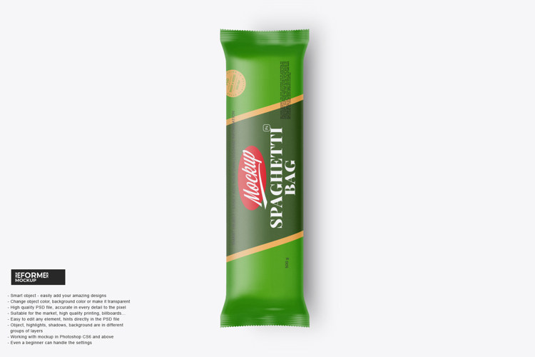 Matte Spaghetti Pasta Bag Mockup