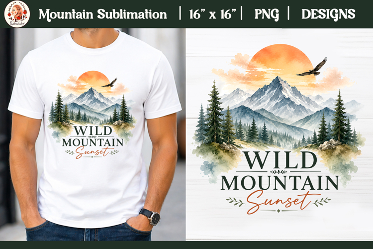 Wild Mountain Sunset sublimation design