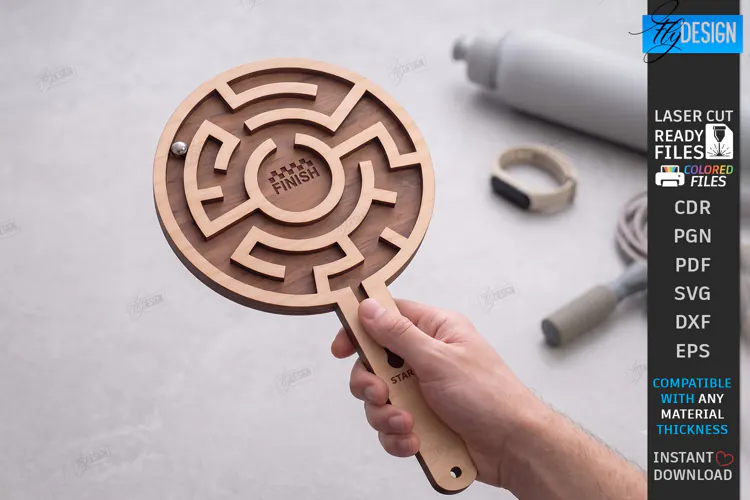 3D Wooden Handheld Maze Game Laser Cut | Kids Maze Toy laser
