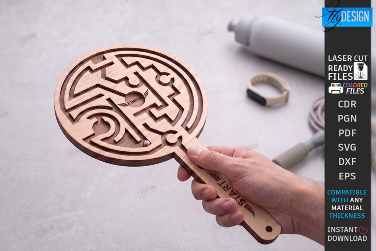 3D Wooden Handheld Maze Game Laser Cut | Kids Maze Toy laser example image 1