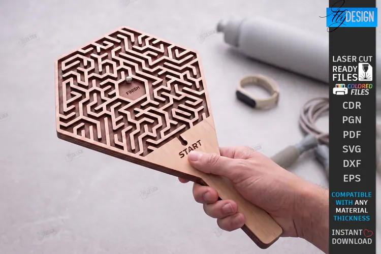 3D Wooden Handheld Maze Game Laser Cut | Kids Maze Toy laser