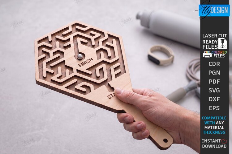 3D Wooden Handheld Maze Game Laser Cut | Kids Maze Toy laser example image 1