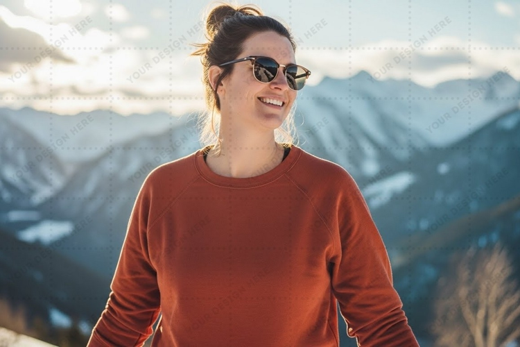 Women's outdoor red long sleeve T-shirt Mockup Design