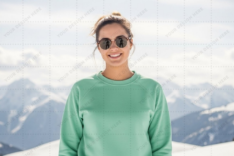 Women's mint green mountainous landscape T-shirt Mockup Desi