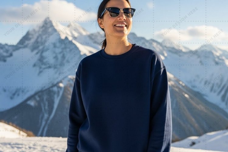 Navy blue oversized T-shirt Mockup Design
