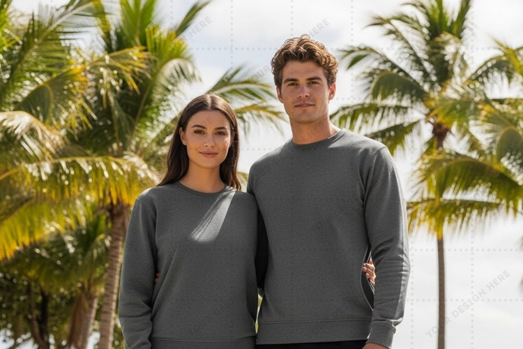 Casual grey sweatshirts for men and women T-shirt Mockup Des