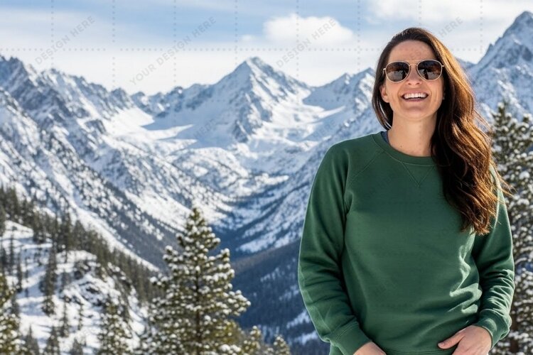 Green in mountainous landscape T-shirt Mockup Design example image 1