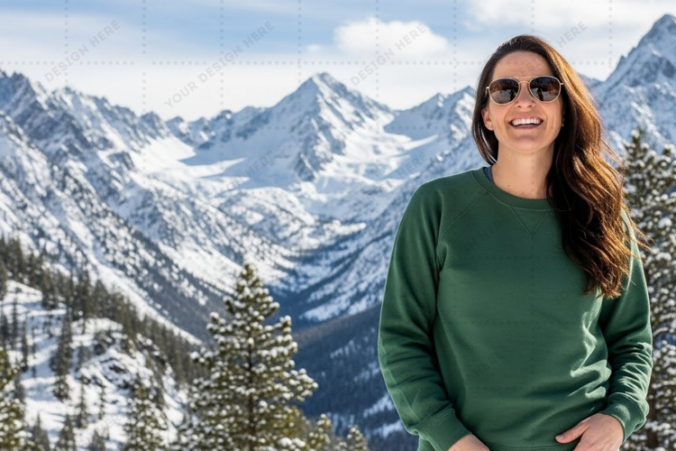 Green in mountainous landscape T-shirt Mockup Design