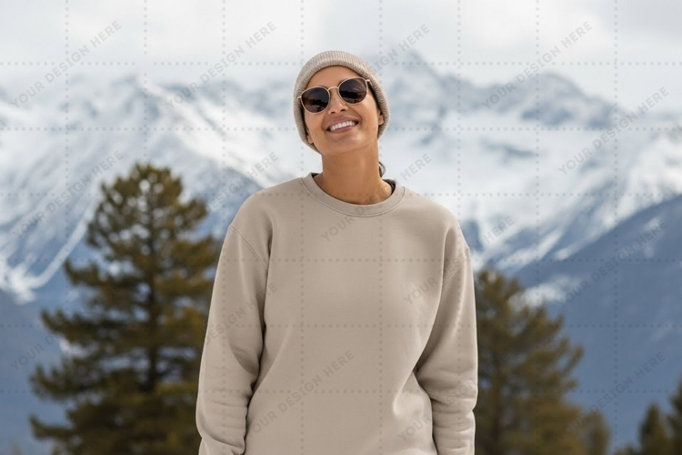Casual beige in mountainous landscape T-shirt Mockup Design