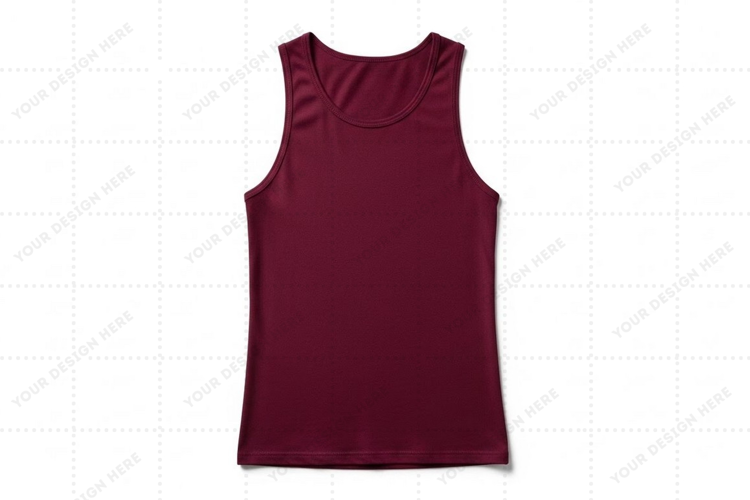 Burgundy sleeveless T-shirt Mockup Design