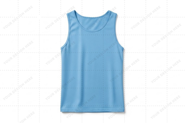 Light blue sleeveless T-shirt Mockup Design