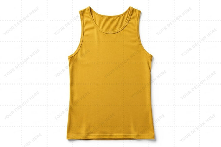 Bright yellow sleeveless T-shirt Mockup Design example image 1