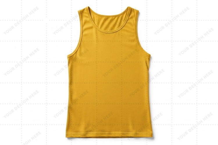 Bright yellow sleeveless T-shirt Mockup Design