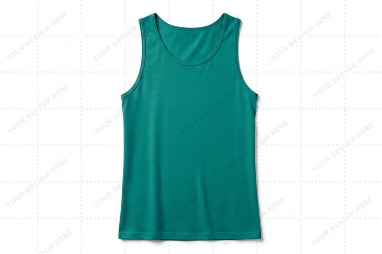 Emerald green sleeveless T-shirt Mockup Design