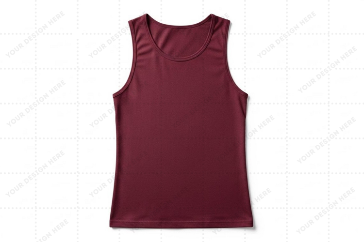 Burgundy sleeveless T-shirt Mockup Design