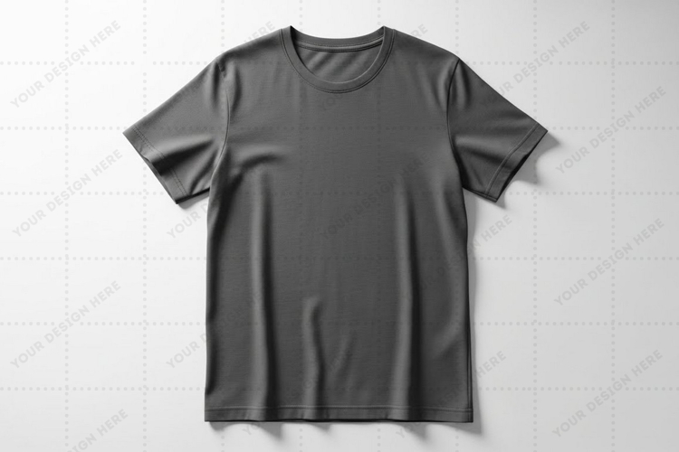 Mens gray crew neck T-shirt Mockup Design