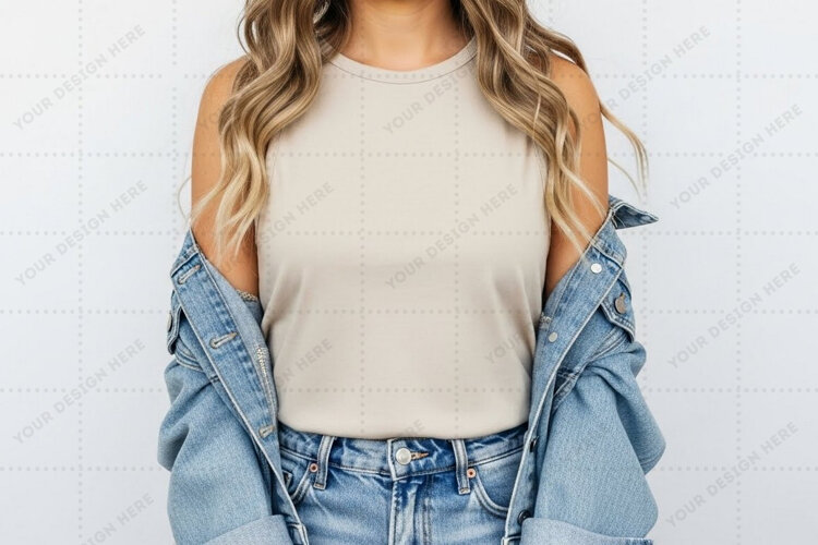 Women's cold shoulder T-shirt Mockup Design example image 1