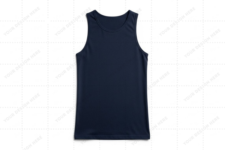 Navy blue sleeveless T-shirt Mockup Design