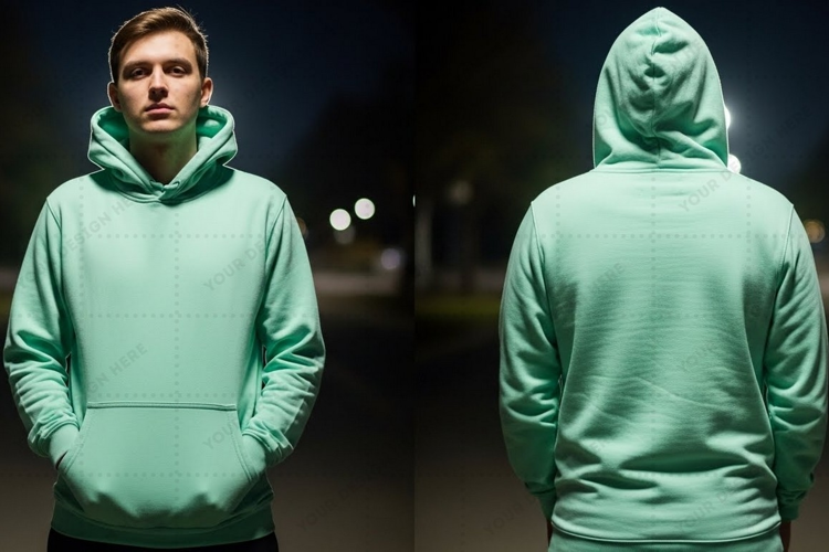 Mint green hoodie T-shirt Mockup Design