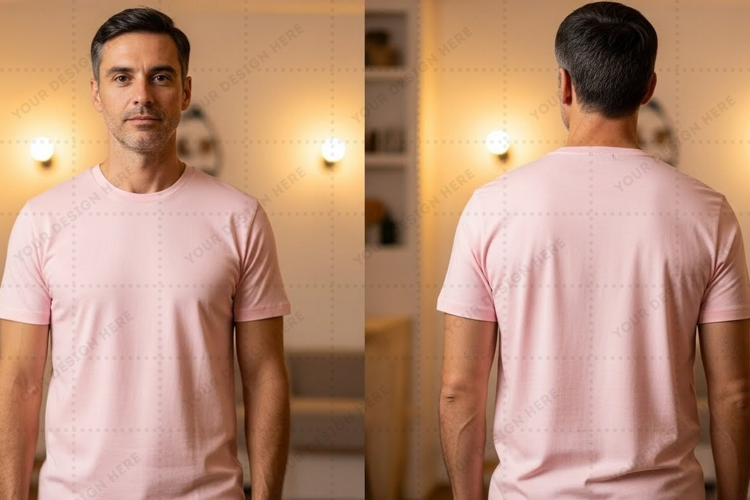 Men's pink T-shirt Mockup Design