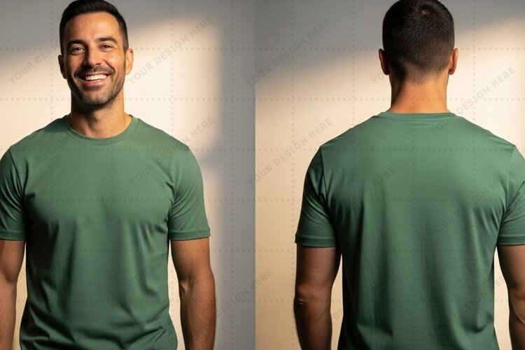 Men's green T-shirt Mockup Design example image 1