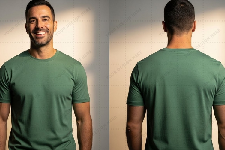 Men's green T-shirt Mockup Design