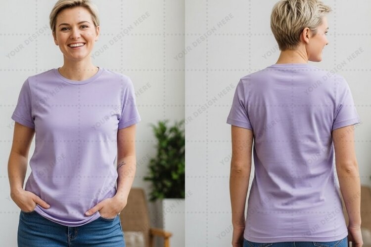 Lilac women's T-shirt Mockup Design example image 1