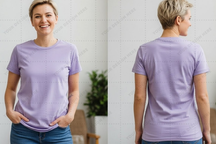 Lilac women's T-shirt Mockup Design