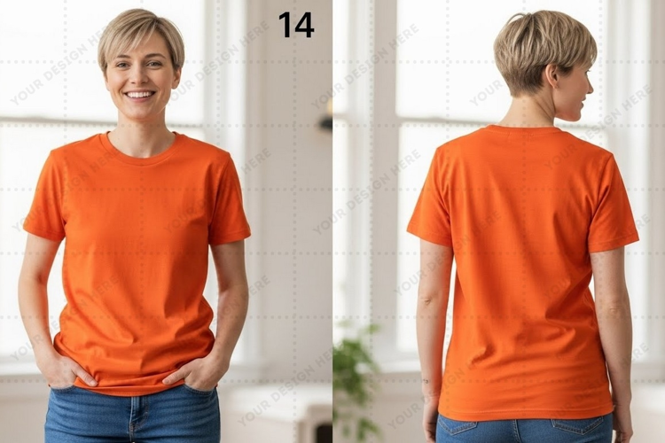 Bright orange T-shirt Mockup Design
