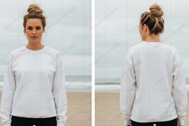 Womens long sleeve white T-shirt Mockup Design