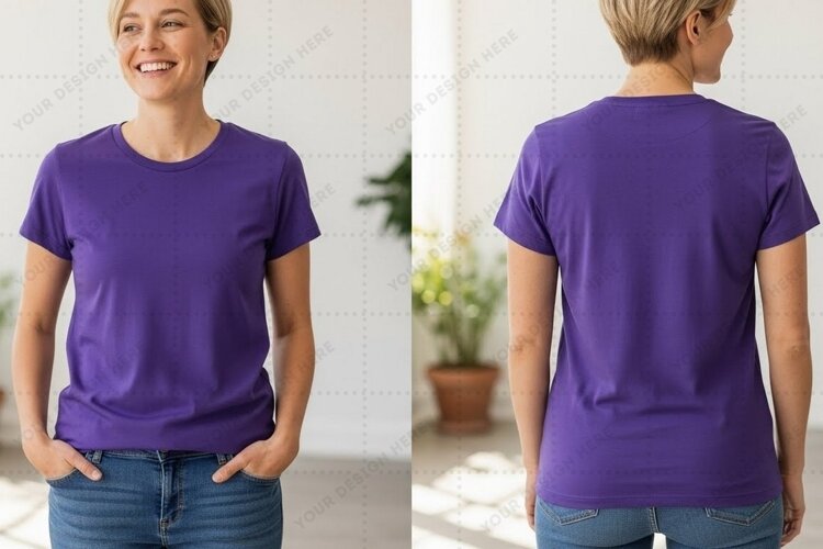 Purple T-shirt Mockup Design example image 1