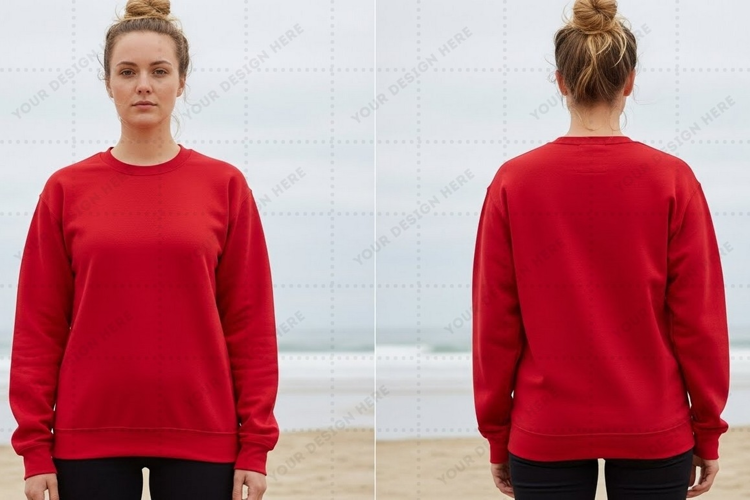 Red long sleeve T-shirt Mockup Design