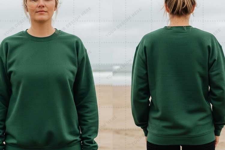 Green long-sleeve T-shirt Mockup Design