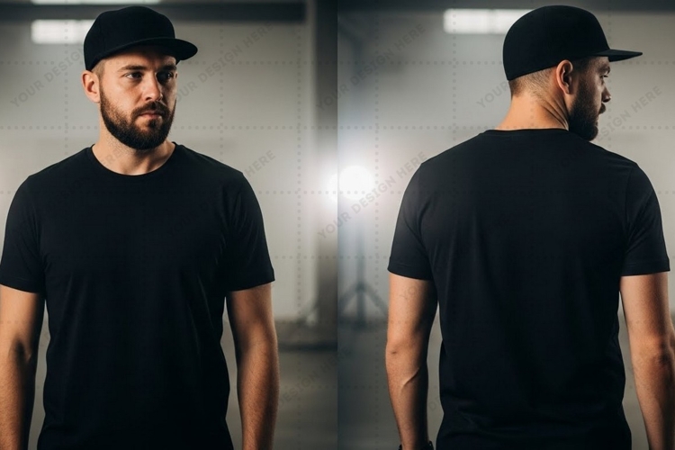 Mens black T-shirt Mockup Design