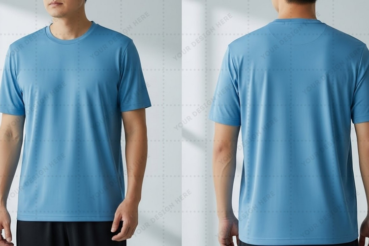 Men's blue T-shirt Mockup Design