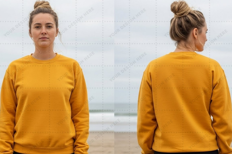 Mustard yellow long sleeve T-shirt Mockup Design