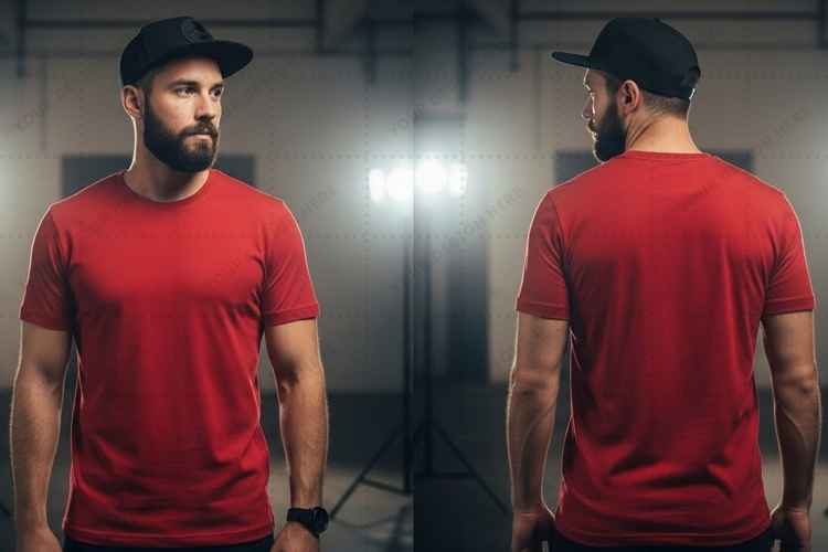 Red t-shirt T-shirt Mockup Design