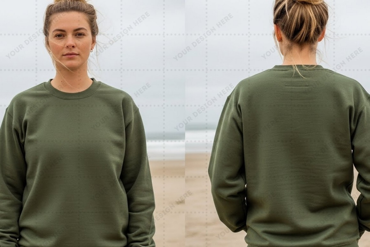 Olive green long sleeve T-shirt Mockup Design