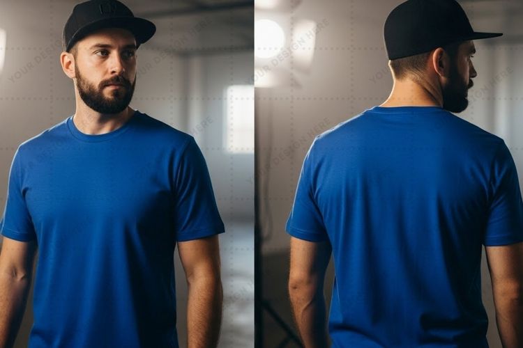 Men's royal blue T-shirt Mockup Design
